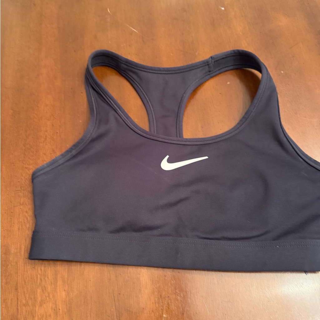 Nike Black Racerback Sports Bra With White Swoosh